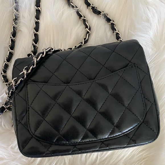 CHANEL Mini Square Lambskin Leather Sikver hardware Classic & Timeless - Picture 4 of 5
